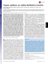 Terpene Synthases Are Widely Distributed in Bacteria