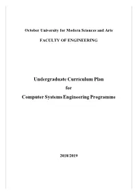 Undergraduate Curriculum Plan for Computer Systems Engineering Programme