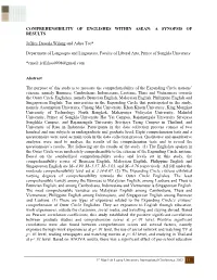 Comprehensibility of Englishes Within Asean: a Synopsis of Results