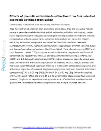 Effects of Phenolic Antioxidants Extraction from Four Selected Seaweeds Obtained from Sabah