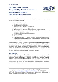 GUIDANCE DOCUMENT Compatibility of Materials Used for Sterile Barrier Systems with Sterilisation Processes