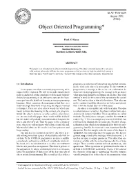 Object Oriented Programming*