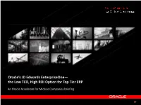 Oracle's JD Edwards Enterpriseone—The Low TCO, High ROI Option For