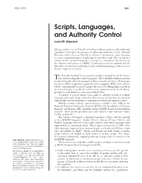 Scripts, Languages, and Authority Control Joan M