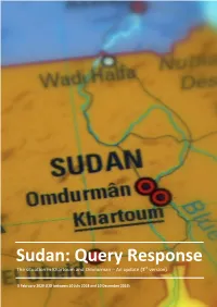 Sudan: Query Response the Situation in Khartoum and Omdurman – an Update (3Rd Version)