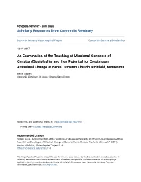 An Examination of the Teaching of Missional Concepts of Christian
