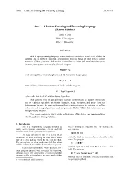 Awk — a Pattern Scanning and Processing Language (Second