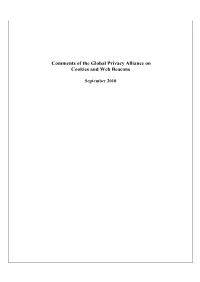 Comments of the Global Privacy Alliance on Cookies and Web Beacons