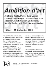 D'art Ambition D'art Alighiero Boetti, Daniel Buren, Jordi Colomer, Tony