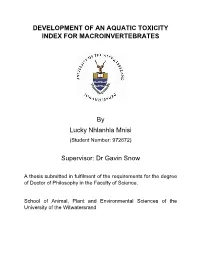 Development of an Aquatic Toxicity Index for Macroinvertebrates