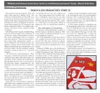 MAO's Late Dialectics, Part II