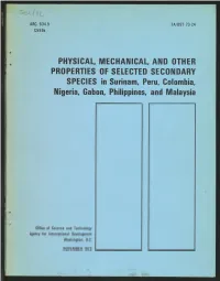 Physical, Mechanical, and Other Properties Of