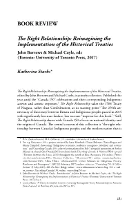 Reimagining the Implementation of the Historical Treaties John Borrows & Michael Coyle, Eds (Toronto: University of Toronto Press, 2017)