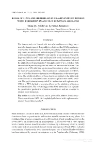 Roles of Auxin and Gibberellin in Gravity-Induced Tension Wood Formation in Aesculus Turbinata Seedlings