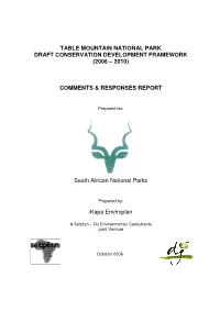Table Mountain National Park Draft Conservation Development Framework (2006 – 2010)