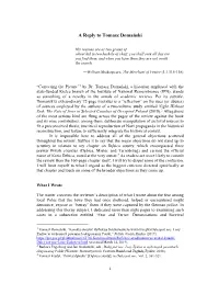 A Reply to Tomasz Domański
