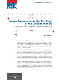 Energy Cooperation Under the Aegis of the Weimar Triangle Springboard for a Common European Energy Policy