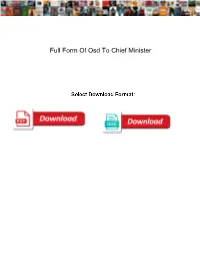 Full Form of Osd to Chief Minister