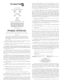 PUBLIC NOTICES Coordinate Professional Work with Respect to Any Proposed Financing