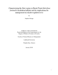 Characterizing the Flow Regime in Brook Trout (Salvelinus Fontinalis) Incubation Habitats and the Implications for Management in a Hydro-Regulated River