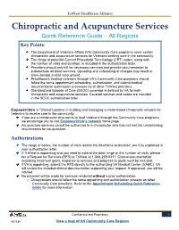 Chiropractic and Acupuncture Services Quick Reference Guide – All Regions Key Points