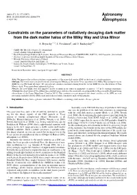 Constraints on the Parameters of Radiatively Decaying Dark Matter from the Dark Matter Halos of the Milky Way and Ursa Minor