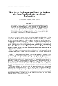 Disposition Effect? an Analysis of a Long-Standing Preference-Based Explanation