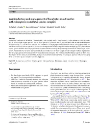 Invasion History and Management of Eucalyptus Snout Beetles in the Gonipterus Scutellatus Species Complex