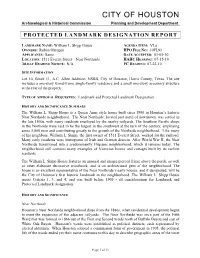 Protected Landmark Designation Report