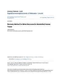 Recovery Method for Mites Discovered in Mummified Human Tissue