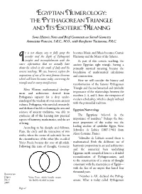 The Pythagorean Triangle and Its Esoteric Meaning