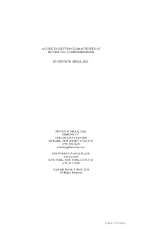 A GUIDE to ELECTION YEAR ACTIVITIES of SECTION 501(C)(3) ORGANIZATIONS