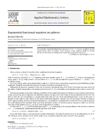 Applied Mathematics Letters Exponential Functional Equation On