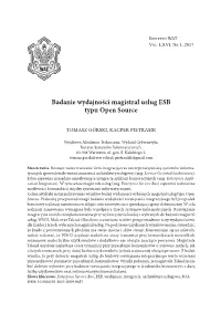 Badanie Wydajności Magistral Usług ESB Typu Open Source