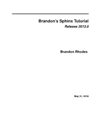 Brandon's Sphinx Tutorial (PDF)