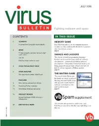 CONTENTS in THIS ISSUE Fighting Malware and Spam