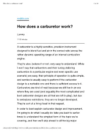 How Does a Carburetor Work? 1 of 18