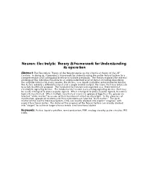 Neuron: Electrolytic Theory & Framework for Understanding Its