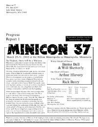 Progress Report 1 Emma Bull & Will Shetterly Arthur Hlavaty Rick