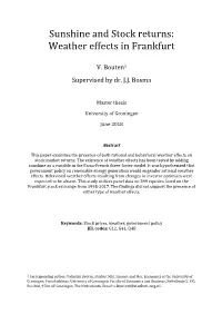 Sunshine and Stock Returns: Weather Effects in Frankfurt