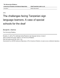 The Challenges Facing Tanzanian Sign Language Learners: a Case of Special Schools for the Deaf