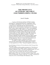 The Importance of Literary Argument for Understanding 1 Peter