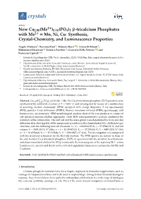 0.10(PO4)2 -Tricalcium Phosphates with Me2+ = Mn, Ni, Cu