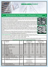 An Introduction to Pozzolana and Pozzolanic Cement