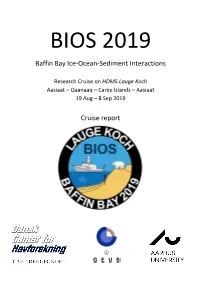 Baffin Bay Ice-Ocean-Sediment Interactions Cruise Report