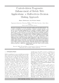 Context-Driven Progressive Enhancement of Mobile Web Applications: a Multicriteria Decision Making Approach