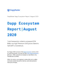 Dapp Ecosystem Report|August 2020
