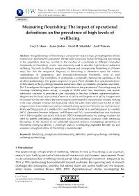 Measuring Flourishing: the Impact of Operational Definitions on the Prevalence of High Levels of Wellbeing