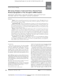 Microarray Analysis of Colorectal Cancer Stromal Tissue Reveals Upregulation of Two Oncogenic Mirna Clusters