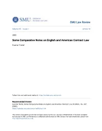 Some Comparative Notes on English and American Contract Law